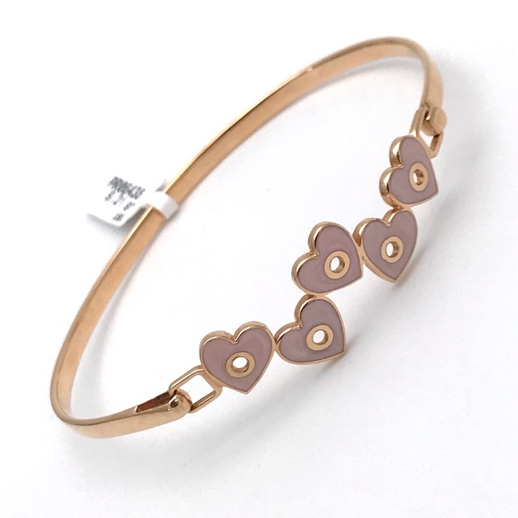 Solid 18kt RoseGold Pink Enamel Bangle Bracelet 6”